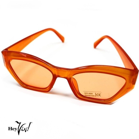 Orange Day Glo Fashion Sunglasses - Look Cool in Retro Shades - Hey Viv - Picture 2 of 3